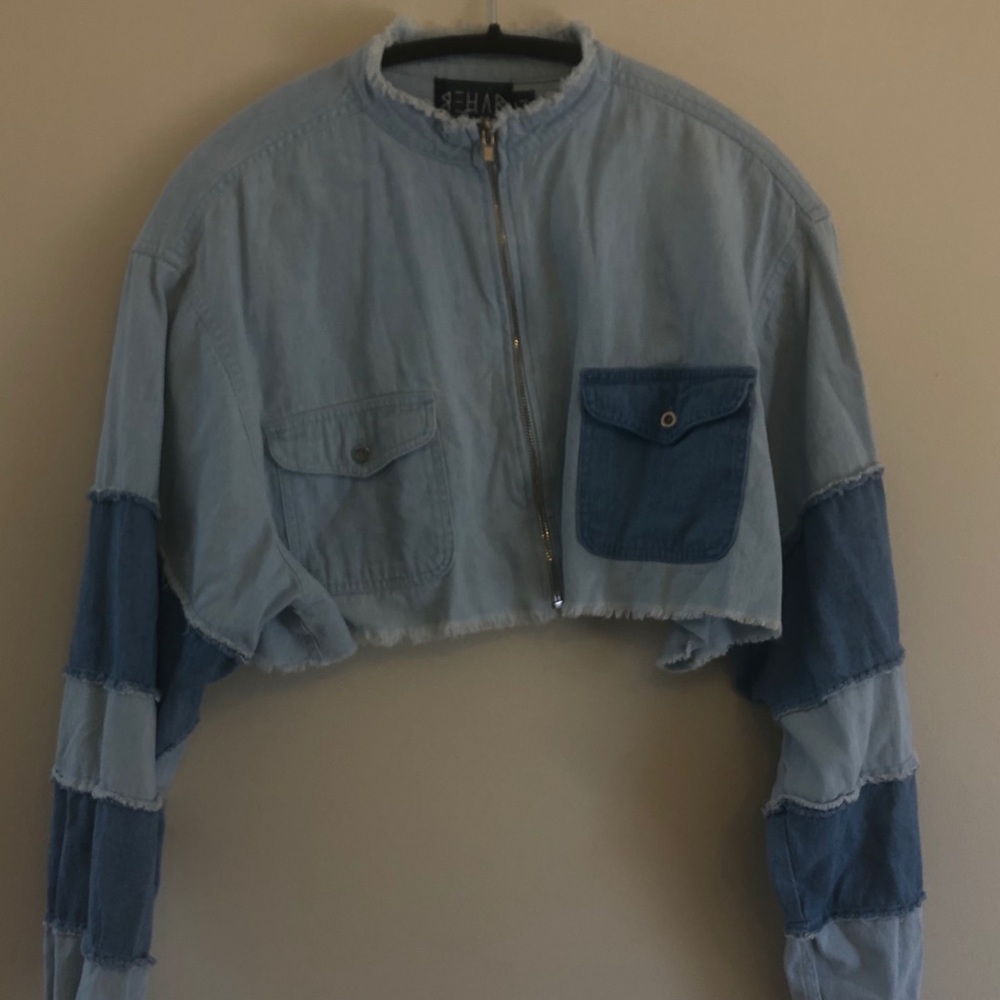 Cropped light weight jean jacket
